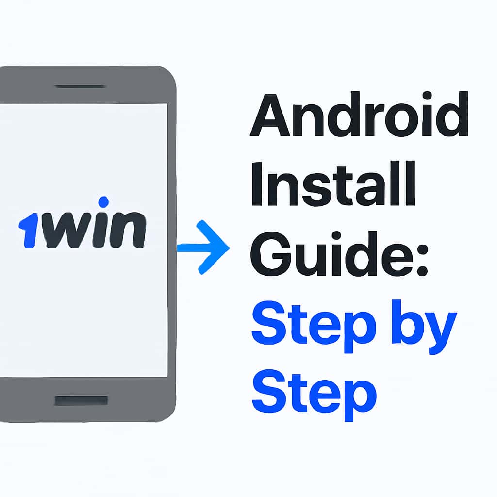 Illustration of installation steps for 1win on Android.