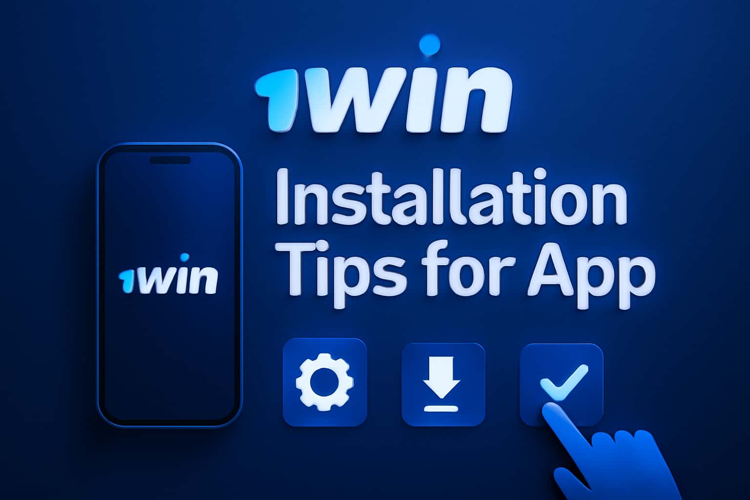 An informative scene showcasing the installation tips for the 1win app.
