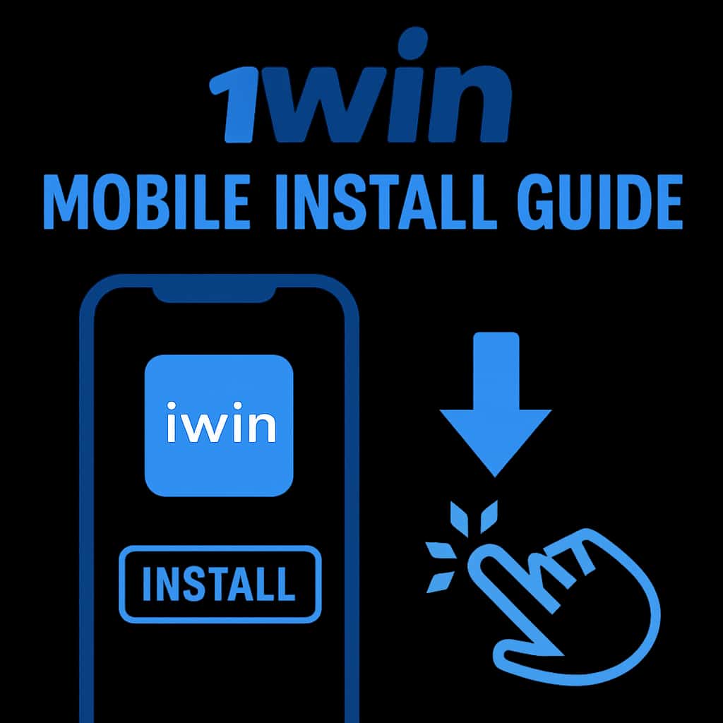 An illustration of the installation process for the 1win Mobile app.