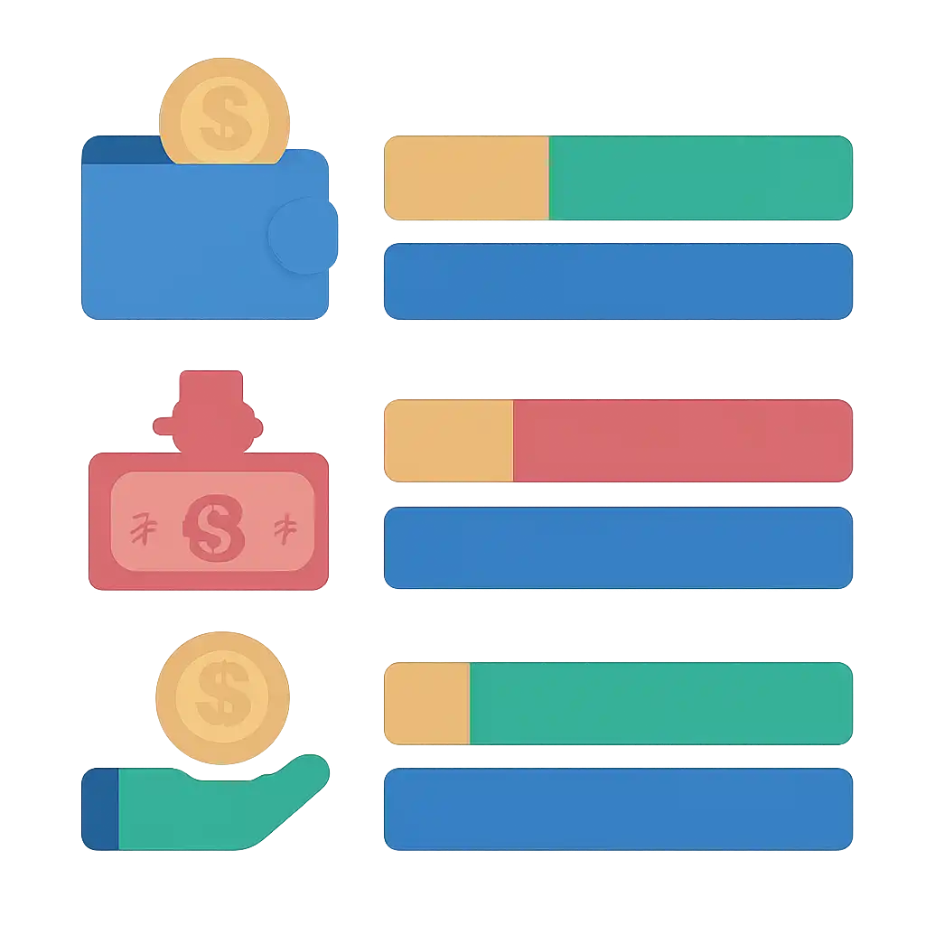 Infographic comparing options using coloured bars and, Deposits, Withdrawals and Payouts, 1Win Game