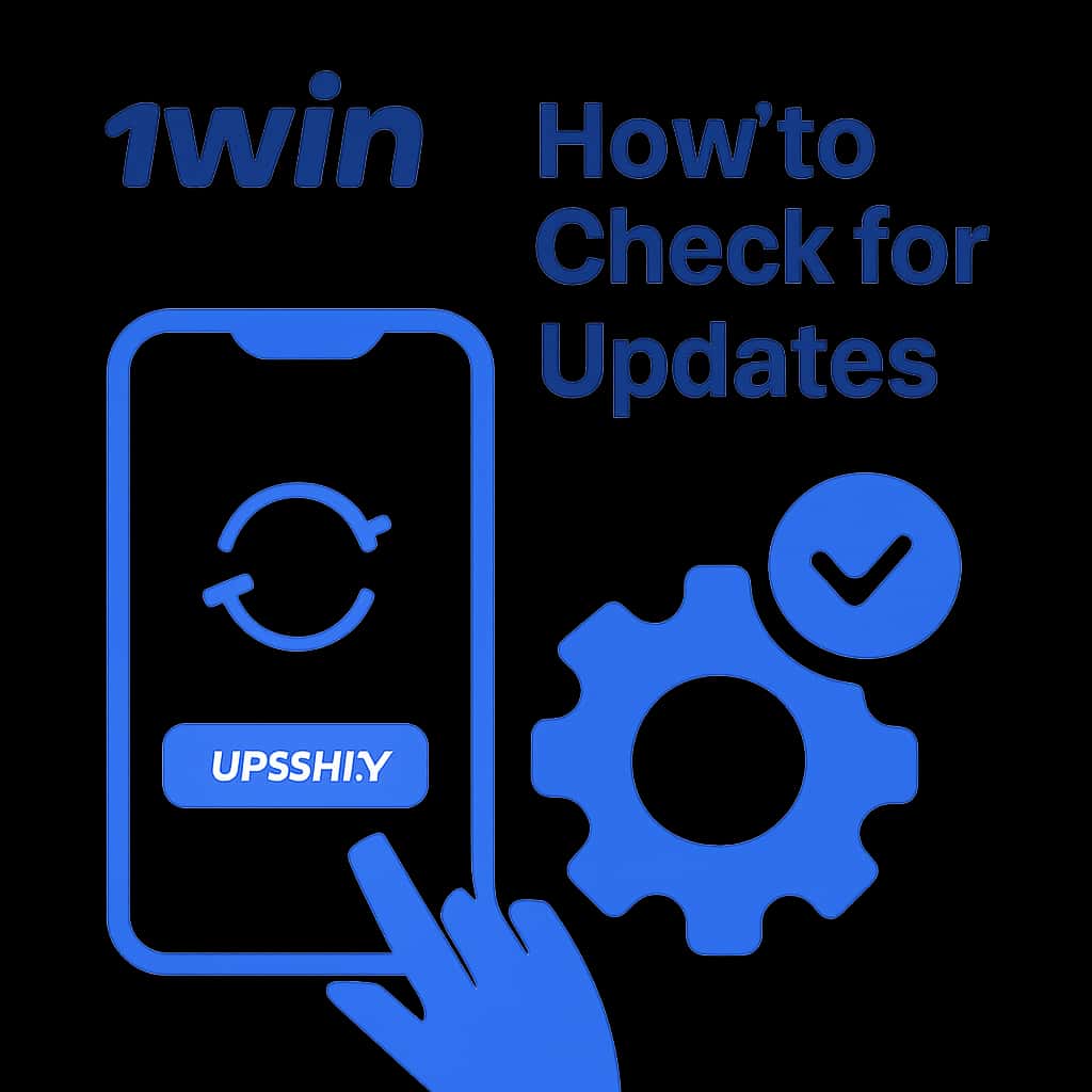 An infographic demonstrating the update process for the 1win app.