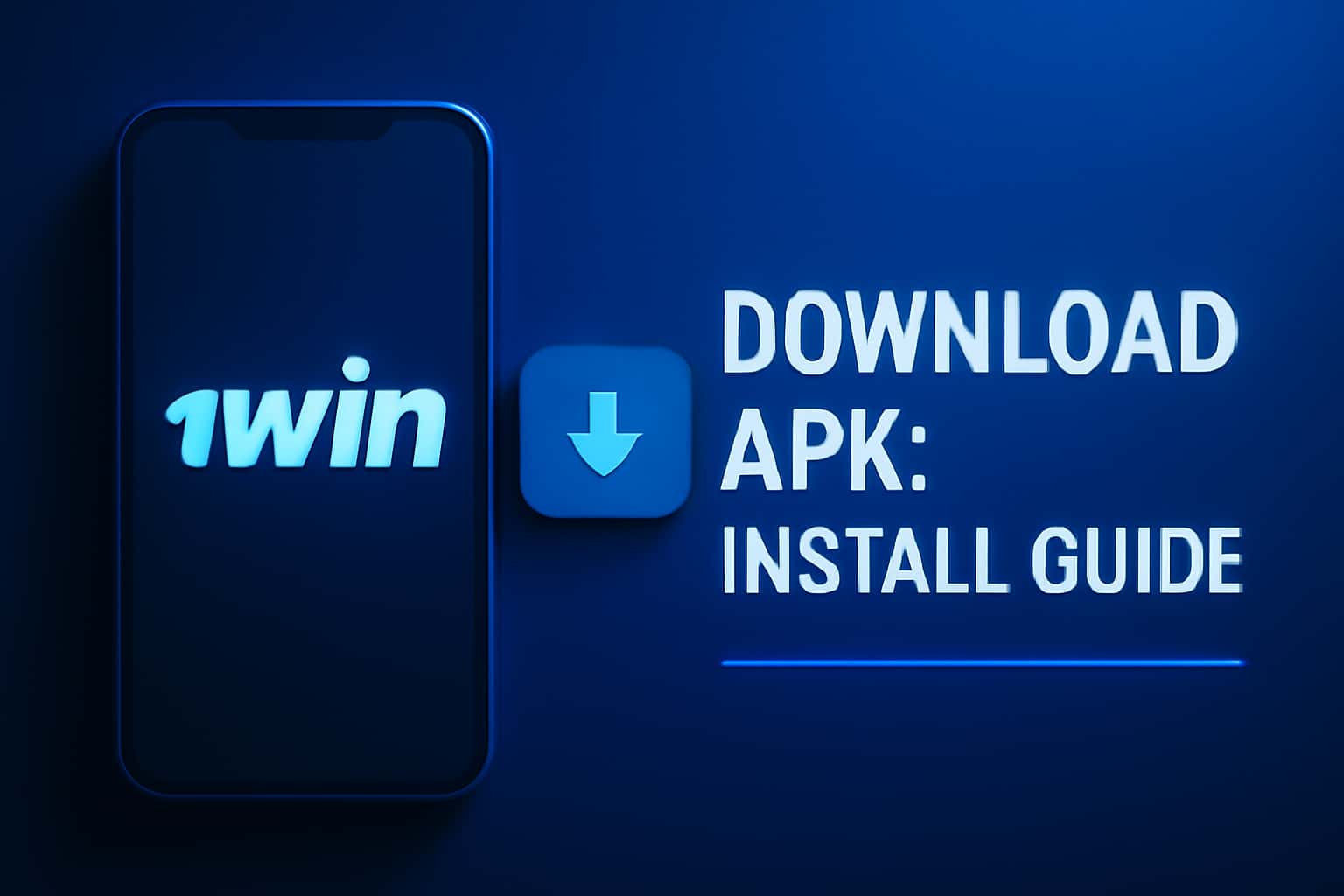 Informational scene depicting the Download 1win APK guide with prominent text.