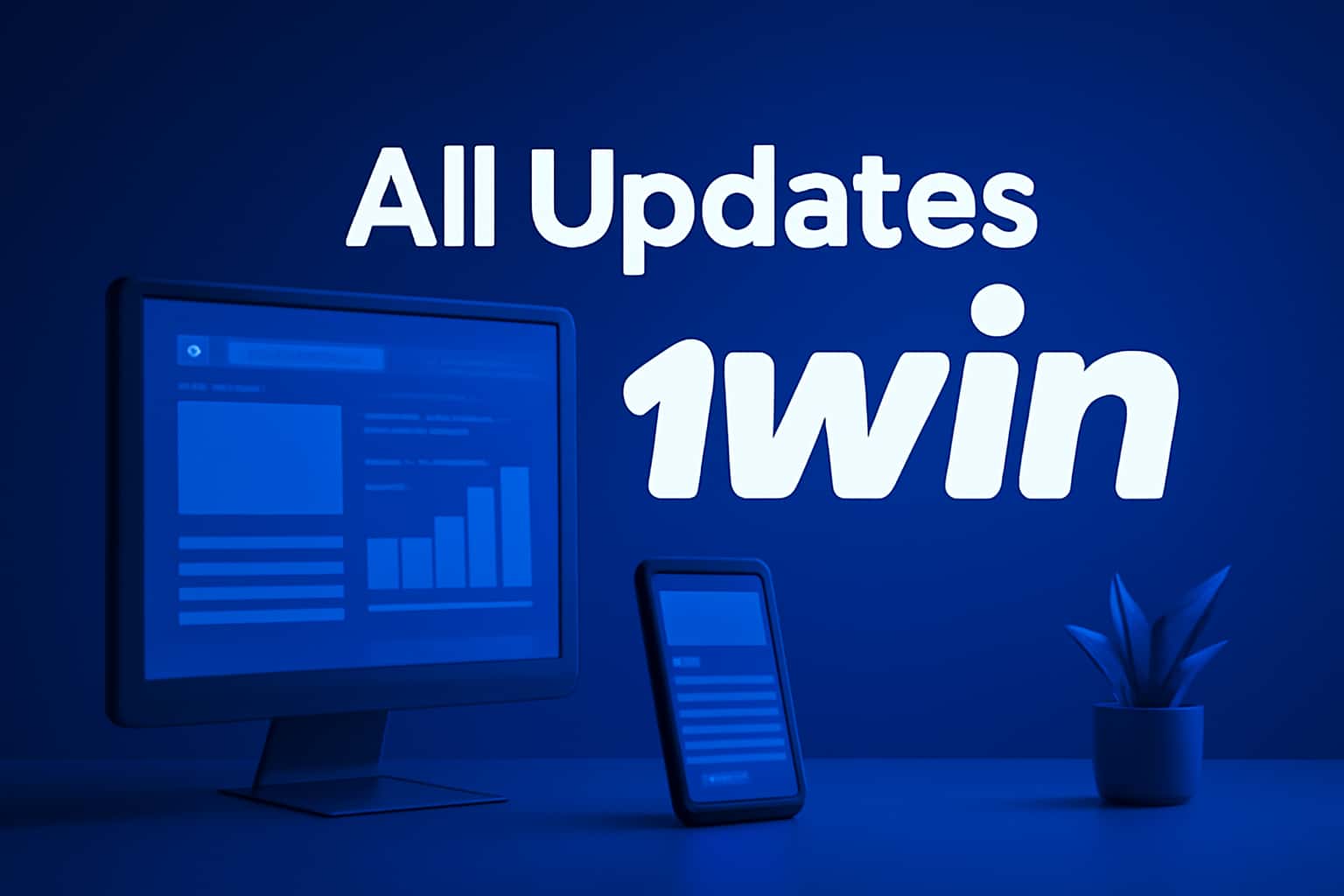 An informative scene showcasing the latest updates for the 1win app.