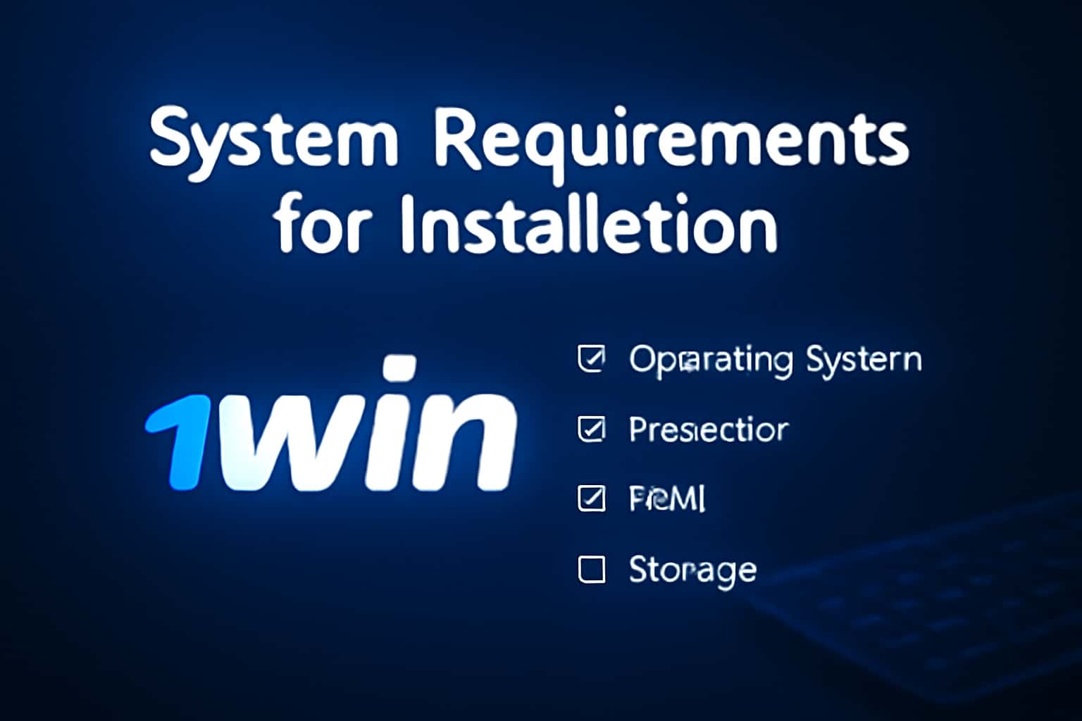 Visual representation of system requirements for 1win installation with technical elements.