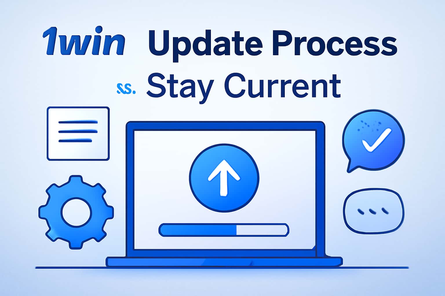 Informational scene depicting the update process for the 1win app.